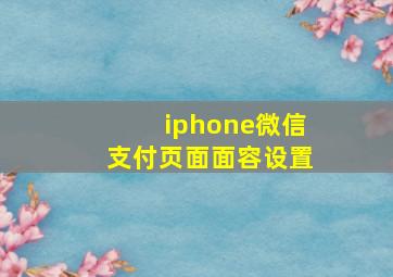 iphone微信支付页面面容设置