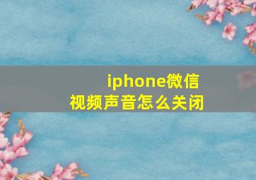 iphone微信视频声音怎么关闭