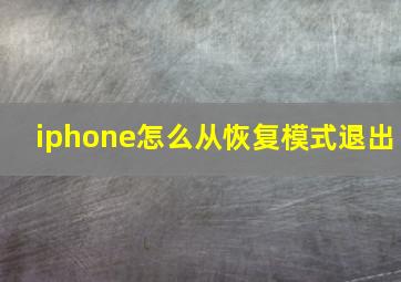 iphone怎么从恢复模式退出