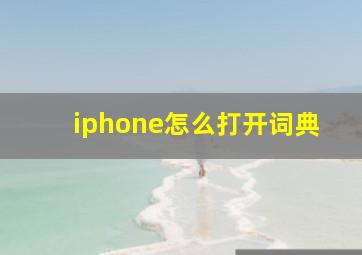 iphone怎么打开词典