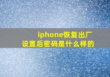 iphone恢复出厂设置后密码是什么样的