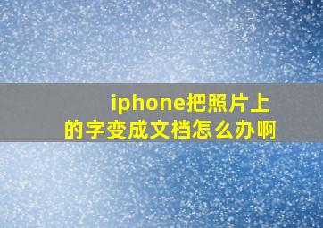 iphone把照片上的字变成文档怎么办啊