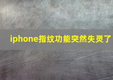 iphone指纹功能突然失灵了