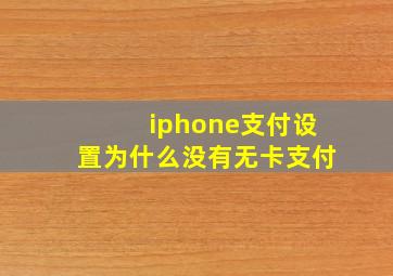 iphone支付设置为什么没有无卡支付