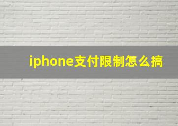 iphone支付限制怎么搞