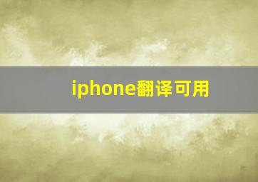 iphone翻译可用