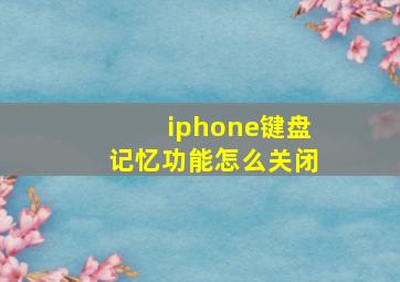 iphone键盘记忆功能怎么关闭