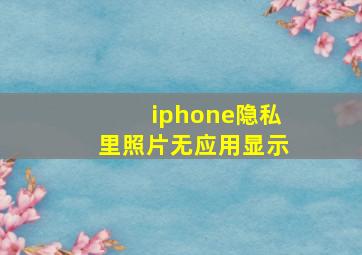 iphone隐私里照片无应用显示