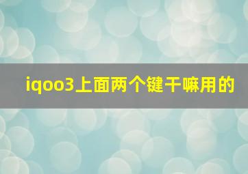 iqoo3上面两个键干嘛用的