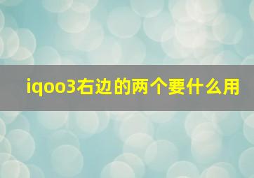 iqoo3右边的两个要什么用