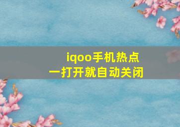 iqoo手机热点一打开就自动关闭