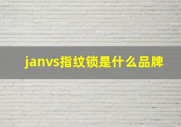 janvs指纹锁是什么品牌