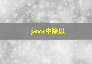 java中除以