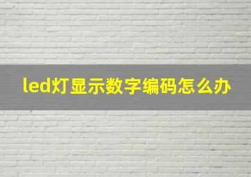 led灯显示数字编码怎么办