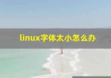 linux字体太小怎么办