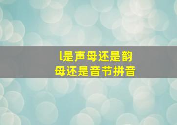 l是声母还是韵母还是音节拼音