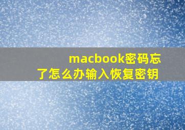 macbook密码忘了怎么办输入恢复密钥