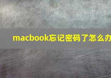 macbook忘记密码了怎么办