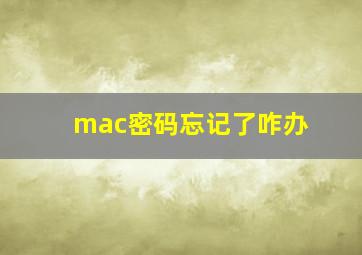 mac密码忘记了咋办