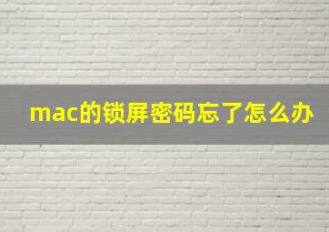 mac的锁屏密码忘了怎么办