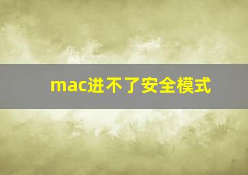 mac进不了安全模式