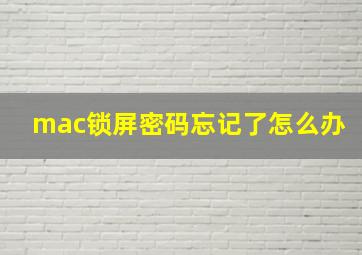 mac锁屏密码忘记了怎么办