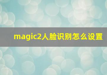 magic2人脸识别怎么设置