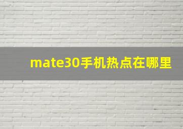 mate30手机热点在哪里