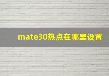 mate30热点在哪里设置