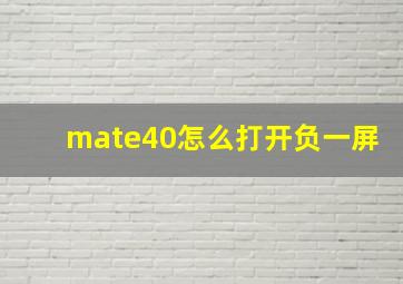 mate40怎么打开负一屏