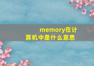 memory在计算机中是什么意思