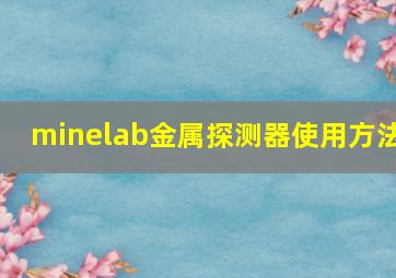 minelab金属探测器使用方法