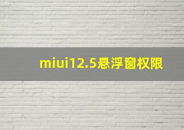 miui12.5悬浮窗权限