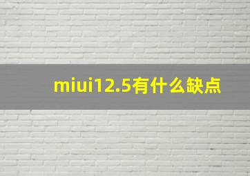 miui12.5有什么缺点