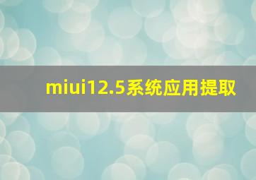 miui12.5系统应用提取