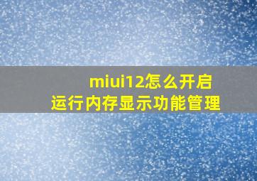 miui12怎么开启运行内存显示功能管理