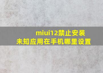 miui12禁止安装未知应用在手机哪里设置