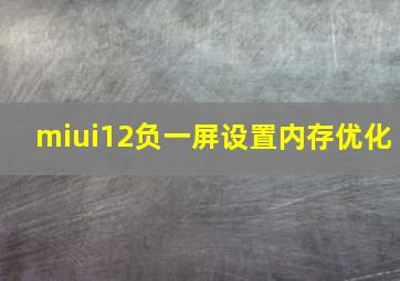 miui12负一屏设置内存优化