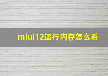 miui12运行内存怎么看