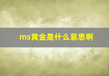 ms黄金是什么意思啊