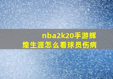 nba2k20手游辉煌生涯怎么看球员伤病