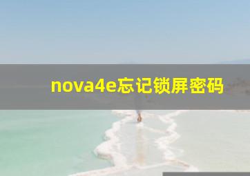 nova4e忘记锁屏密码