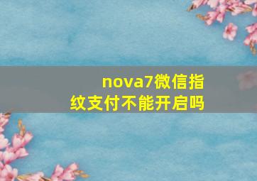 nova7微信指纹支付不能开启吗