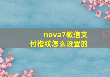 nova7微信支付指纹怎么设置的