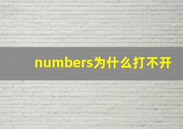 numbers为什么打不开