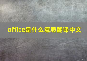 office是什么意思翻译中文