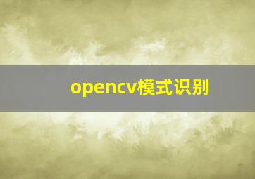 opencv模式识别