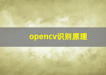 opencv识别原理