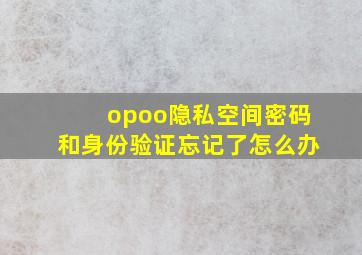 opoo隐私空间密码和身份验证忘记了怎么办