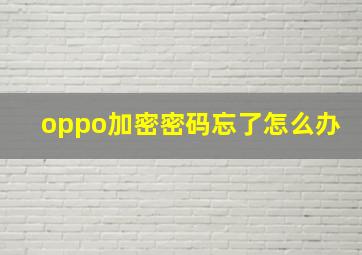 oppo加密密码忘了怎么办